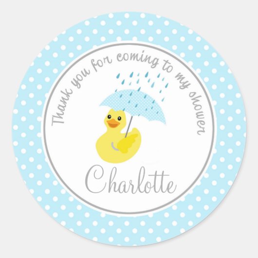 Sticker Rond Baby shower canard 2pouces merci cercle (Devant)
