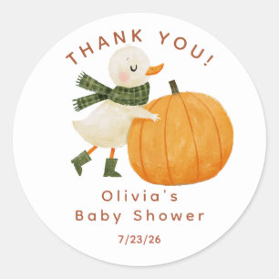 Sticker Rond Baby Shower Canard Petit Citrouille