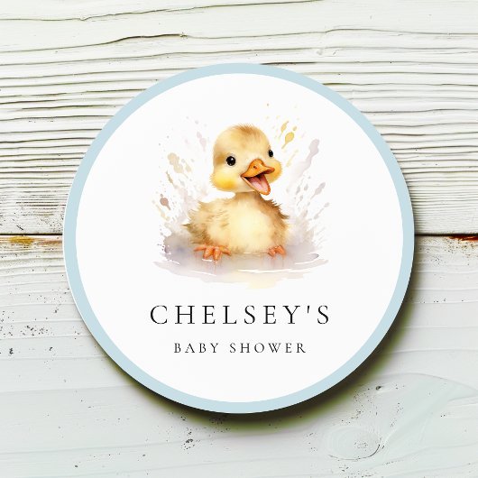 Sticker Rond Baby-Shower Caneton