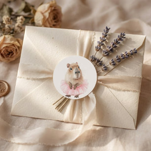Sticker Rond Baby Shower Capybara 