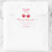 Sticker Rond Baby shower cerisier de Bow rose (Sac)