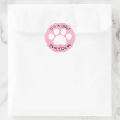Sticker Rond Baby shower - C'est une fille - thème Empreinte de (Sac)