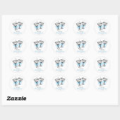 Sticker Rond Baby Shower Champêtre Bleu Bubbly (Feuille)