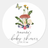 Sticker Rond Baby shower champignons (Devant)
