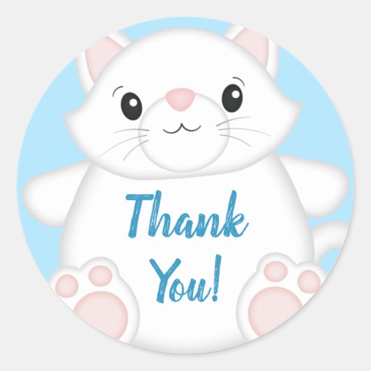 Sticker Rond Baby shower chat Kitty Blue (Devant)