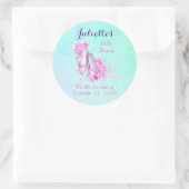 Sticker Rond Baby shower Chaussons Ballet Aquarelle Rose (Sac)