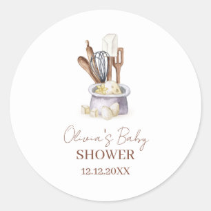 Sticker Rond Baby shower Chef de boulangerie minimaliste Boho