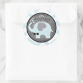 Sticker Rond Baby shower Chevron cravate bleu éléphant (Sac)