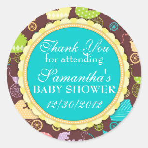 Sticker Rond Baby shower chic à poussette