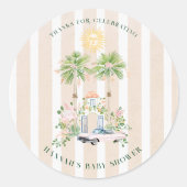 Sticker Rond Baby shower Chic Retro Palm Springs | Favoriser (Devant)