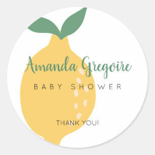 Sticker Rond Baby shower citron jaune mignon