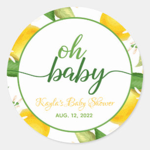 Sticker rond Baby shower citron - Oh Baby - Person