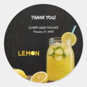 Sticker Rond Baby shower citron rustique (Devant)
