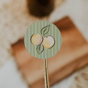 Sticker Rond Baby Shower Citron Vert Vintage 