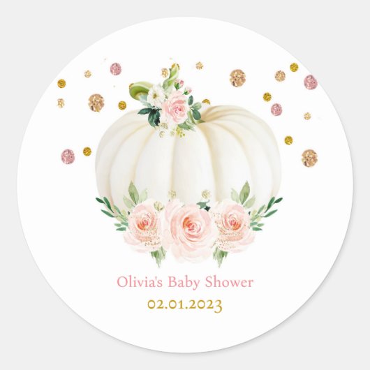 Sticker Rond Baby shower citrouille (Devant)