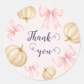 Sticker Rond Baby shower Citrouille arc rose délicat (Devant)
