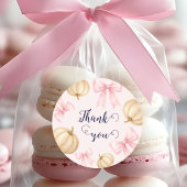 Sticker Rond Baby shower Citrouille arc rose délicat