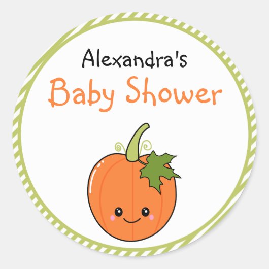 Sticker Rond Baby shower Citrouille Cute Kawaii (Devant)