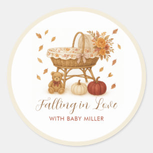 Sticker Rond Baby shower Citrouille d'automne