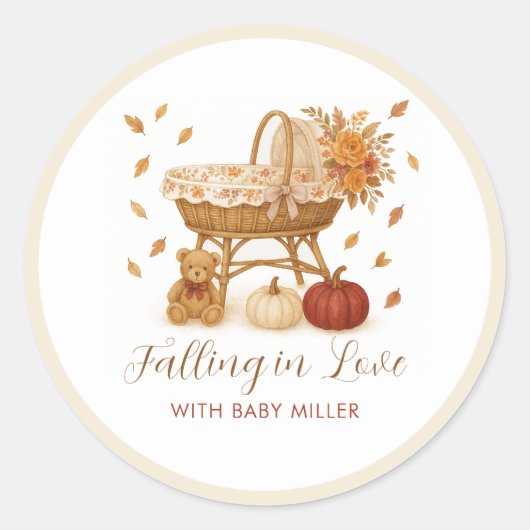 Sticker Rond Baby shower Citrouille d'automne (Devant)