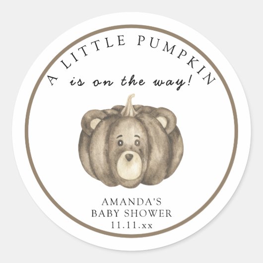 Sticker Rond Baby shower citrouille d'automne (Devant)