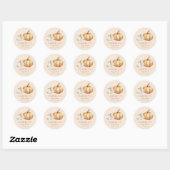 Sticker Rond Baby shower Citrouille d'automne (Feuille)