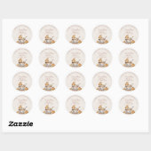 Sticker Rond Baby shower Citrouille de chute d'aquarelle (Feuille)