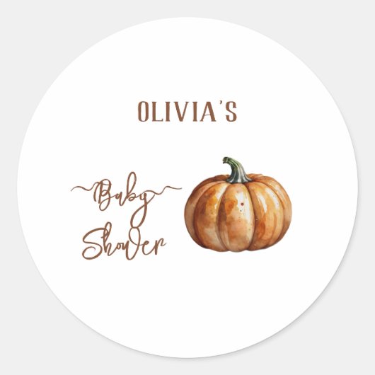 Sticker Rond Baby shower Citrouille de Fall Little (Devant)