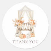 Sticker Rond Baby shower Citrouille de fleurs d'automne (Devant)