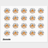 Sticker Rond baby shower Citrouille d'Halloween "C'est un garço (Feuille)