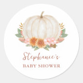 Sticker Rond Baby shower Citrouille floral (Devant)