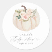 Sticker Rond Baby shower Citrouille Floral Greenery (Devant)