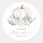 Sticker Rond Baby shower Citrouille Floral Greenery (Devant)