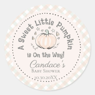 Sticker Rond Baby shower Citrouille Orange Neutre Genre