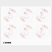 Sticker Rond Baby shower Citrouille rose fille Floral Bow (Feuille)