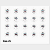 Sticker Rond Baby shower Citrouille Rustique bleu argent Favori (Feuille)