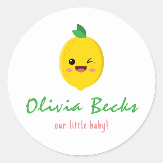 Sticker Rond Baby shower Citrus Lemon (Devant)