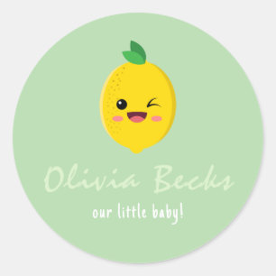 Sticker Rond Baby shower Citrus Lemon