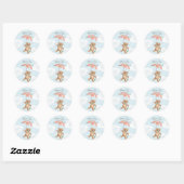 Sticker Rond Baby shower classique Teddy Bear Pastel (Feuille)