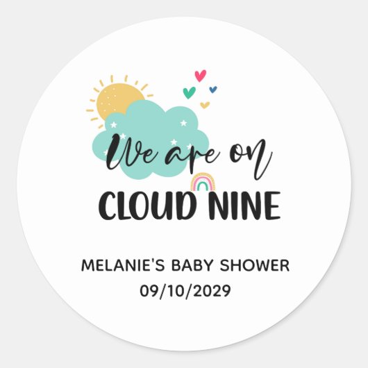 Sticker Rond Baby Shower Cloud Nine (Devant)