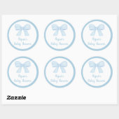 Sticker Rond Baby shower Coquette Blue Boy Bow (Feuille)