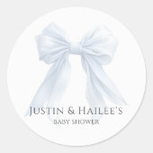 Sticker Rond Baby Shower Coquette Fille aux Cheveux Blancs Pers (Devant)