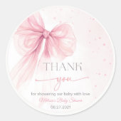 Sticker Rond Baby shower Coquette rose Bow (Devant)