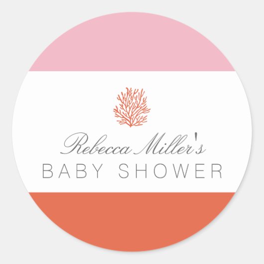 Sticker Rond Baby shower Coral Reef (Devant)