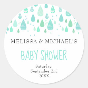Sticker Rond Baby shower Couples Couples Cute Raindrops / Saupo