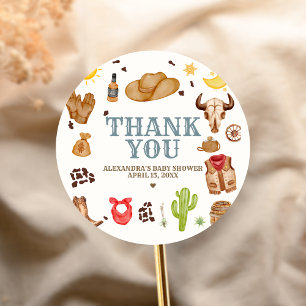 Sticker Rond Baby Shower Cow-boy du Far West