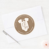 Sticker Rond Baby Shower Cravate Marron (Enveloppe)