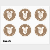 Sticker Rond Baby Shower Cravate Marron (Feuille)