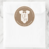 Sticker Rond Baby Shower Cravate Marron (Sac)