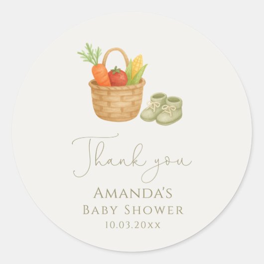 Sticker Rond Baby shower cultivé localement (Devant)